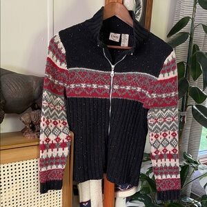 B. Moss Black and Red Knit Sweater